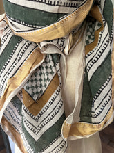 New GOLD Silk edge shawl multi colored with green highlights